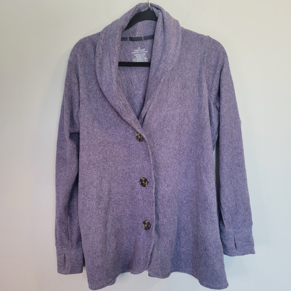 Cuddl Duds Jacket Women's Size S Purple Fleece Blazer 3 Button Closure